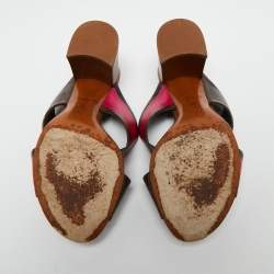 مملوكة مسبقًا Louis Vuitton Brown/Pink Monogram Canvas Panorama Slide Mule Sandals Size 37.5