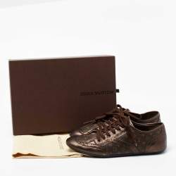 Louis Vuitton Brown Monogram Canvas And Leather Low Top Sneakers Size 37