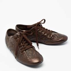 Louis Vuitton Brown Monogram Canvas And Leather Low Top Sneakers Size 37
