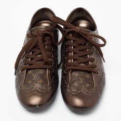 Louis Vuitton Brown Monogram Canvas And Leather Low Top Sneakers Size 37