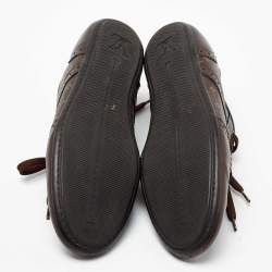 Louis Vuitton Brown Monogram Canvas And Leather Low Top Sneakers Size 37
