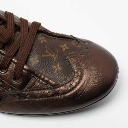 Louis Vuitton Brown Monogram Canvas And Leather Low Top Sneakers Size 37