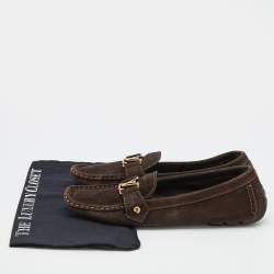 مملوكة مسبقًا Louis Vuitton Dark Brown Suede Monte Carlo Slip On Loafers Size 41