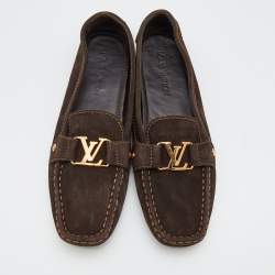 مملوكة مسبقًا Louis Vuitton Dark Brown Suede Monte Carlo Slip On Loafers Size 41