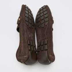 مملوكة مسبقًا Louis Vuitton Dark Brown Suede Monte Carlo Slip On Loafers Size 41