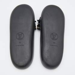 Louis Vuitton Black Patent Leather Applique Embellished Platform Slide Sandals Size 40