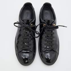 Louis Vuitton Black Patent Leather Frontrow Low Top Lace Up Sneakers Size 40