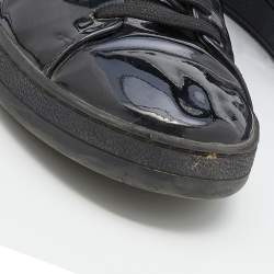 Louis Vuitton Black Patent Leather Frontrow Low Top Lace Up Sneakers Size 40