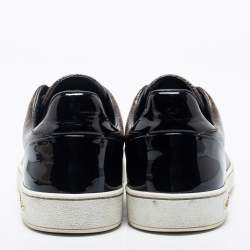 Louis Vuitton Brown Monogram Canvas and Black Patent Leather Frontrow Low Top Sneakers Size 39.5