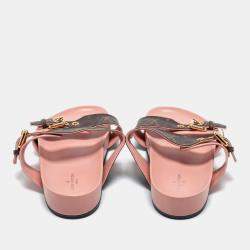 مملوكة مسبقًا Louis Vuitton Pink/Brown Leather and Monogram Canvas Bom Dia Slides Size 39  