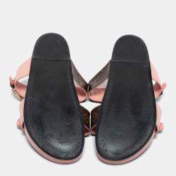 مملوكة مسبقًا Louis Vuitton Pink/Brown Leather and Monogram Canvas Bom Dia Slides Size 39  