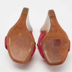 Louis Vuitton Red Canvas Crisscross Wedge Sandals Size 37