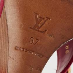 Louis Vuitton Red Canvas Crisscross Wedge Sandals Size 37