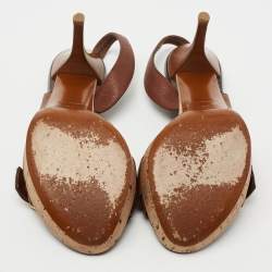 Louis Vuitton Brown Leather Cork Platform Slingback Sandals Size 39
