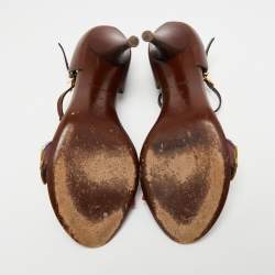 Louis Vuitton Brown  Leather  T Strap Sandals Size 36.5