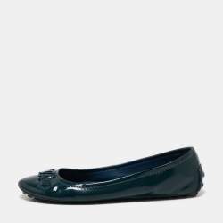 مملوكة مسبقًا Louis Vuitton Dark Teal Patent Leather Oxford Ballet Flats Size 38.5