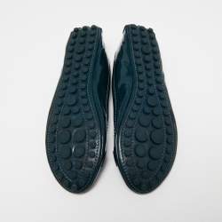 مملوكة مسبقًا Louis Vuitton Dark Teal Patent Leather Oxford Ballet Flats Size 38.5