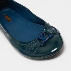 مملوكة مسبقًا Louis Vuitton Dark Teal Patent Leather Oxford Ballet Flats Size 38.5