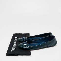 مملوكة مسبقًا Louis Vuitton Dark Teal Patent Leather Oxford Ballet Flats Size 38.5