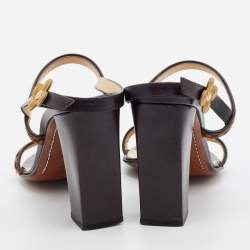 مملوكة مسبقًا Louis Vuitton Brown Damier Calf Hair And Leather Floral Embellished Slingback Sandals Size 39