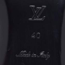 Pre Owned Louis Vuitton Black/Grey Python And Leather Flat Slide Sandals Size 40