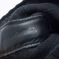 Pre Owned Louis Vuitton Black Knit Fabric High Top Sneakers Size 35.5