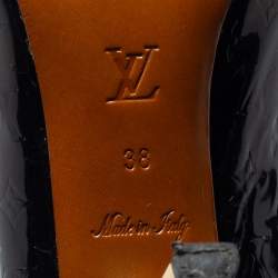 Pre Owned Louis Vuitton Black Monogram Vernis Leather Criss Cross Slingback Sandals Size 38