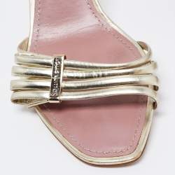 Louis Vuitton Gold Leather Slide Sandals Size 38