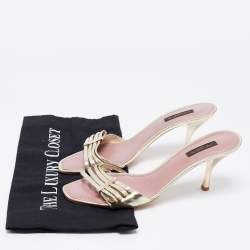 Louis Vuitton Gold Leather Slide Sandals Size 38