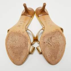 Louis Vuitton Gold  Leather Slide Sandals Size 38 