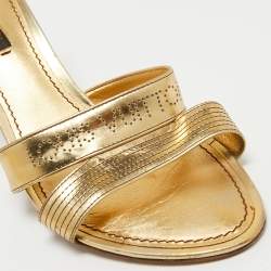 Louis Vuitton Gold  Leather Slide Sandals Size 38 