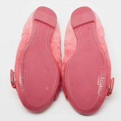Pre Owned Louis Vuitton Pink Denim Buckle Scrunch Ballet Flats Size 38