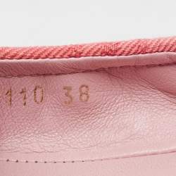 Pre Owned Louis Vuitton Pink Denim Buckle Scrunch Ballet Flats Size 38