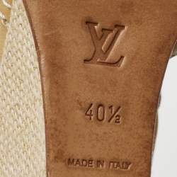 مملوكة مسبقًا Louis Vuitton Brown Leather Wedge Ankle Strap  Sandals Size 40.5