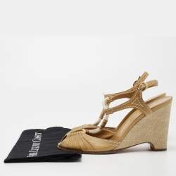 مملوكة مسبقًا Louis Vuitton Brown Leather Wedge Ankle Strap  Sandals Size 40.5