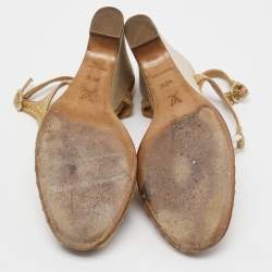 مملوكة مسبقًا Louis Vuitton Brown Leather Wedge Ankle Strap  Sandals Size 40.5