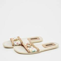 Louis Vuitton Multicolore Monogram Canvas and Leather Studded Flat Slides Size 36.5