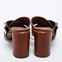 مملوكة مسبقًا Louis Vuitton Brown Monogram Canvas and Leather Horizon Slide Size 41