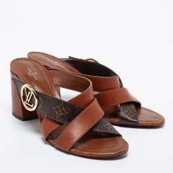 مملوكة مسبقًا Louis Vuitton Brown Monogram Canvas and Leather Horizon Slide Size 41