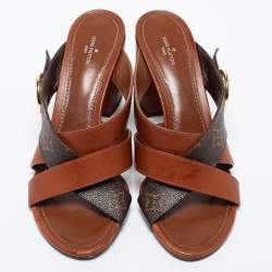 مملوكة مسبقًا Louis Vuitton Brown Monogram Canvas and Leather Horizon Slide Size 41