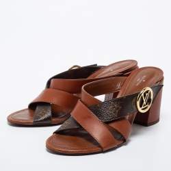 مملوكة مسبقًا Louis Vuitton Brown Monogram Canvas and Leather Horizon Slide Size 41