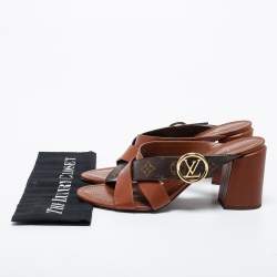 مملوكة مسبقًا Louis Vuitton Brown Monogram Canvas and Leather Horizon Slide Size 41