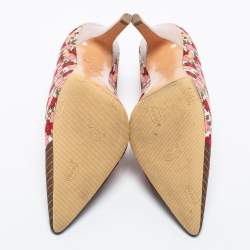 مملوكة مسبقًا Louis Vuitton Multicolor Floral Print Satin Pointed Toe Pumps Size 36.5