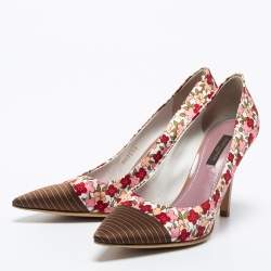 مملوكة مسبقًا Louis Vuitton Multicolor Floral Print Satin Pointed Toe Pumps Size 36.5
