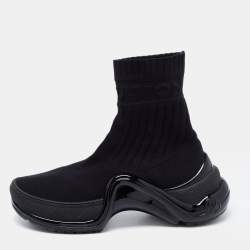 LOUIS VUITTON Stretch Fabric LV Black Heart Sock Sneaker 37.5