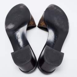 Pre Owned Louis Vuitton Monogram Canvas Lock It Slide Sandals Size 37