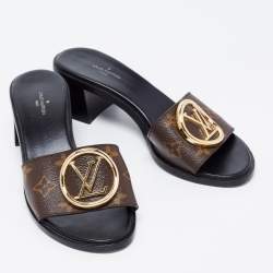 Pre Owned Louis Vuitton Monogram Canvas Lock It Slide Sandals Size 37