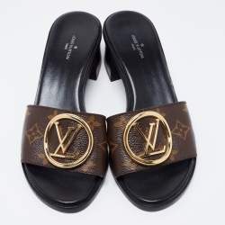 Pre Owned Louis Vuitton Monogram Canvas Lock It Slide Sandals Size 37