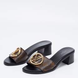 Pre Owned Louis Vuitton Monogram Canvas Lock It Slide Sandals Size 37