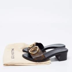 Pre Owned Louis Vuitton Monogram Canvas Lock It Slide Sandals Size 37